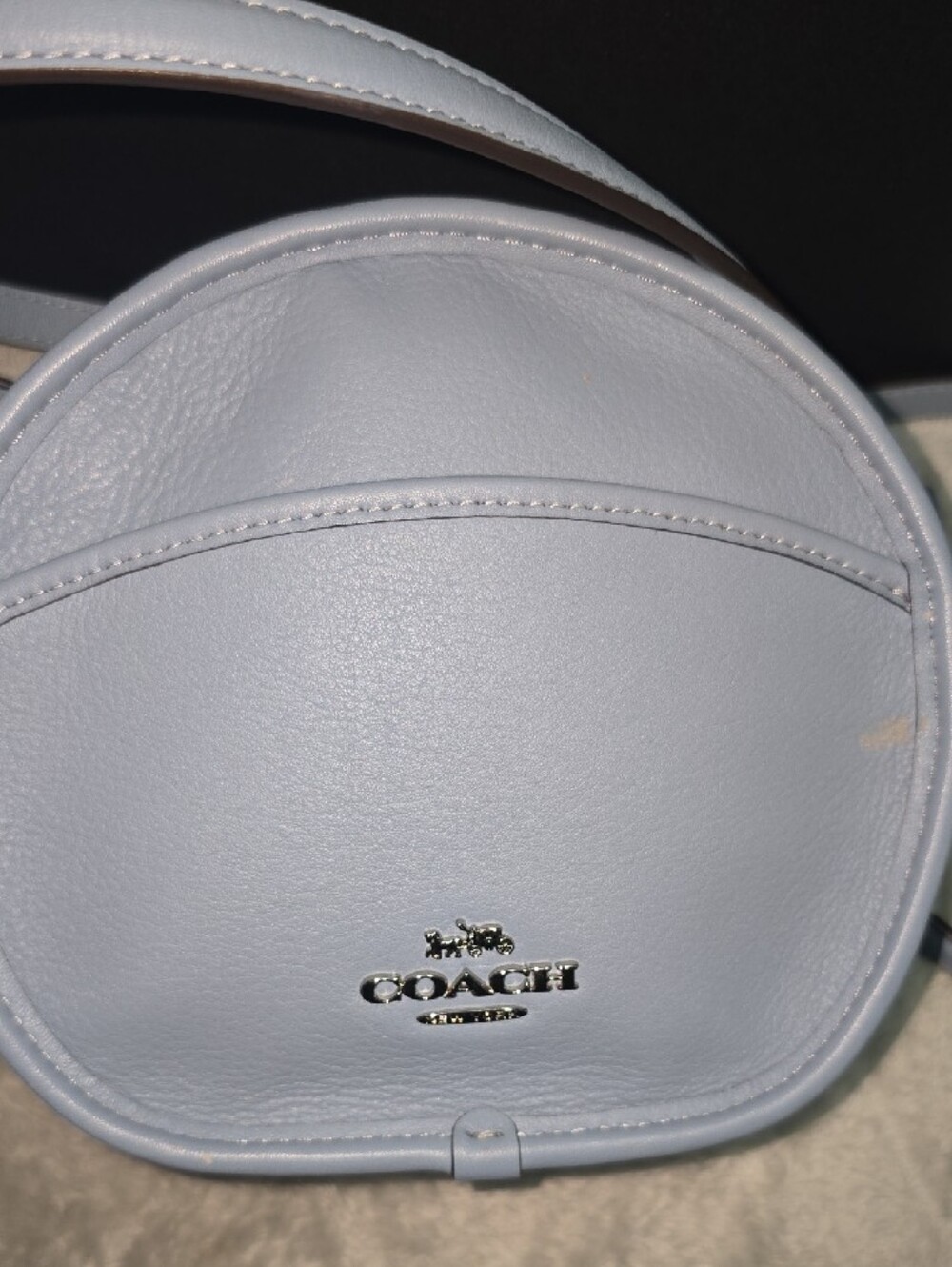 Coach Canten  Round Pebble Leather Crossbody in Light Blue - Picture 5 of 11